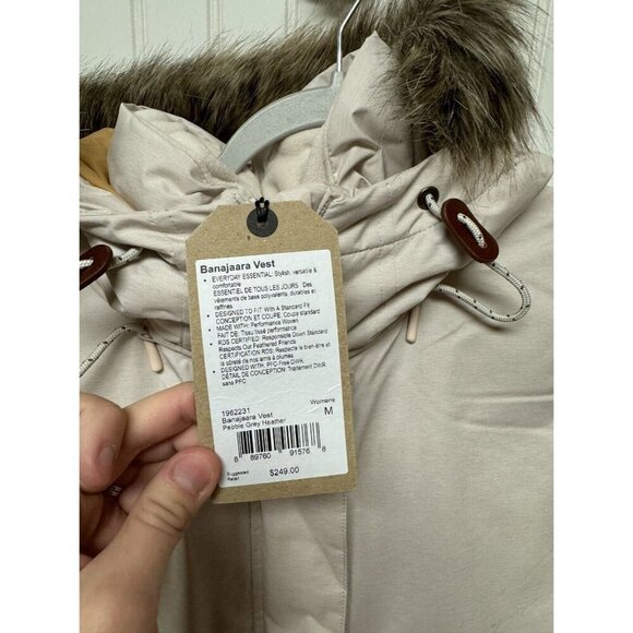 prAna Pebble Gray Heather Banajaara Hooded Vest Women Size M MSRP $249 - Picture 4 of 7